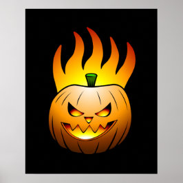 Vuurposter met Halloweenpompoen Poster