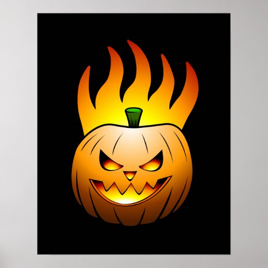 Vuurposter met Halloweenpompoen Poster (Voorkant)