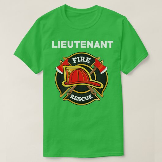 Vuurredder Luitenant Afdeling Brandweer T-shirt (Design voorkant)