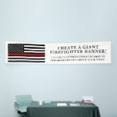 Vuurredding als Amerikaanse vlag, lang wit Spandoek (Beurs)