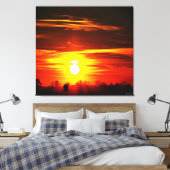 Vuurrijke Zonsondergang Boven Bomen Canvas Afdruk (Insitu (Slaapkamer))