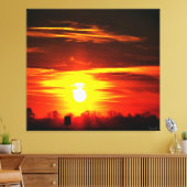 Vuurrijke Zonsondergang Boven Bomen Canvas Afdruk (Insitu (Woonkamer))