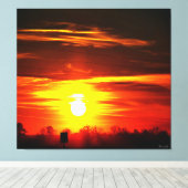 Vuurrijke Zonsondergang Boven Bomen Canvas Afdruk (Insitu (Houten vloer))