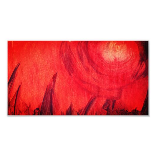 VUURRODE ABSTRACTE ZONSONDERGANG LANDSCHAP FOTO AFDRUK (Voorkant)
