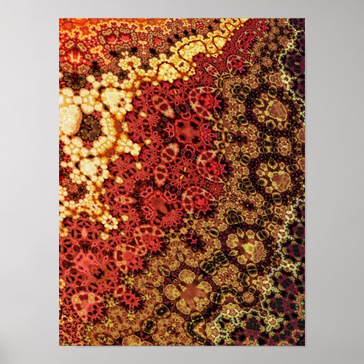 Vuurrode Amber Kaleidoscoop Tapijt Fractal Poster (Voorkant)