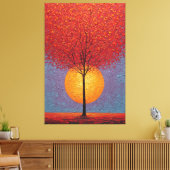 Vuurrode Boom met Gouden Zon Textuur Abstract Canvas Afdruk (Insitu (Woonkamer))
