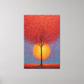 Vuurrode Boom met Gouden Zon Textuur Abstract Canvas Afdruk (Voorkant)