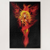 Vuurrode Fantasie Phoenix Vrouw Zwart Legpuzzel (Verticaal)