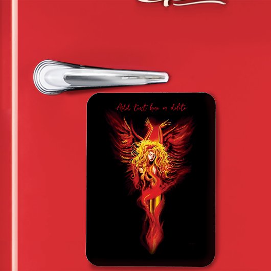 Vuurrode Fantasie Phoenix Vrouw Zwart Magneet