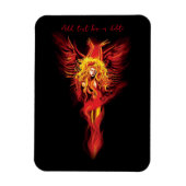 Vuurrode Fantasie Phoenix Vrouw Zwart Magneet (Verticaal)