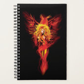 Vuurrode Fantasie Phoenix Vrouw Zwart Planner (Voorkant)