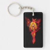 Vuurrode Fantasie Phoenix Vrouw Zwart Sleutelhanger (Voorkant)
