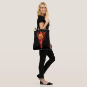 Vuurrode Fantasie Phoenix Vrouw Zwart Tote Bag (Op model)