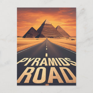 Vuurrode Piramides Weg Egypte Woestijn Kunst Feestdagenkaart