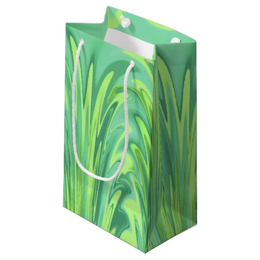 Vuurrode tinten groen klein cadeauzakje (Voorkant Gekanteld)