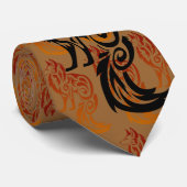 Vuurrode tribale vos op donker giftig goud Stropda Stropdas (Opgerold)