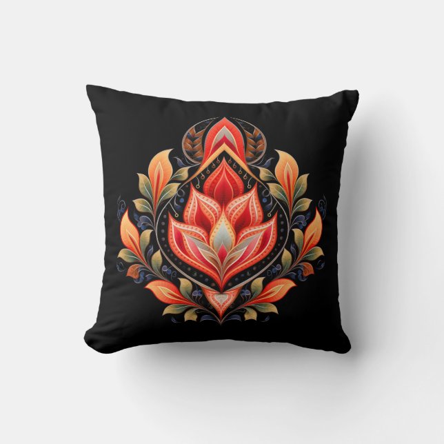 Vuurrode Tulp Patronen Worp Kussen  (Voorkant)