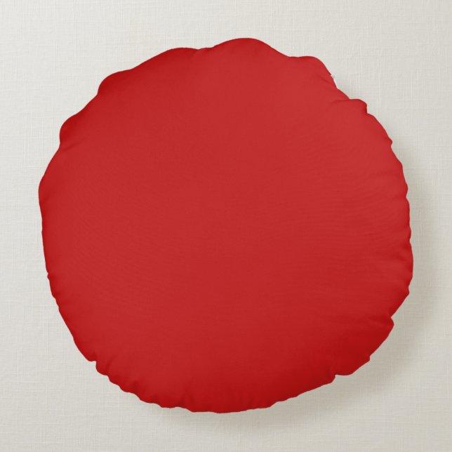 Vuurrode vaste kleur rond kussen (Achterkant)