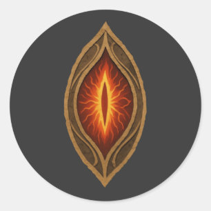 Vuurrode Vuur Oog Donkere Heer Fantasy Embleem Ronde Sticker