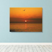 VUURRODE ZONSONDERGANG BIJ DE STILLE OCEAAN CANVAS AFDRUK (Insitu (Houten vloer))