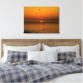 VUURRODE ZONSONDERGANG BIJ DE STILLE OCEAAN CANVAS AFDRUK (Insitu (Slaapkamer))