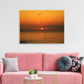 VUURRODE ZONSONDERGANG BIJ DE STILLE OCEAAN CANVAS AFDRUK (Insitu (Woonkamer))