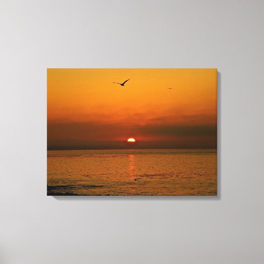 VUURRODE ZONSONDERGANG BIJ DE STILLE OCEAAN CANVAS AFDRUK (Voorkant)