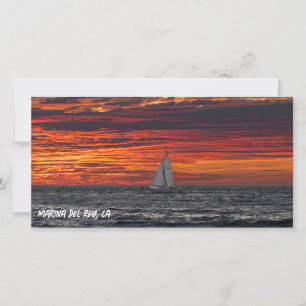 Vuurrode zonsondergang - Marina Del Rey, CA Bedankkaart