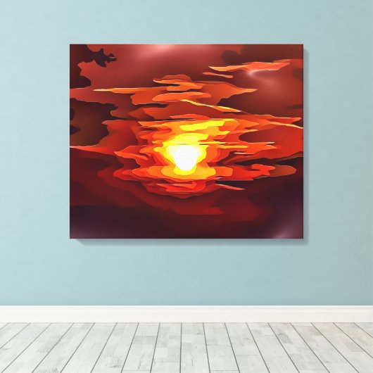 VUURROOD ABSTRACTE ZONSONDERGANG ROOD ORANJE CANVAS AFDRUK (Insitu (Houten vloer))