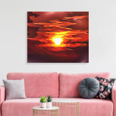 VUURROOD ABSTRACTE ZONSONDERGANG ROOD ORANJE CANVAS AFDRUK (Insitu (Woonkamer))