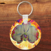 Vuurschilderij, abstract tropisch schilderij sleutelhanger (Voorkant)