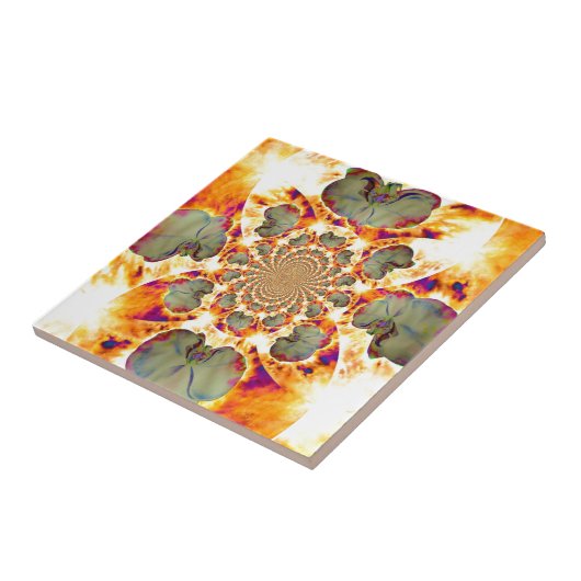 Vuurschilderij, abstract tropisch schilderij tegeltje (Zijkant)