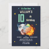 Vuurspel blauw kinder jongens Sport 10e Verjaardag Kaart (Voorkant)