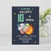 Vuurspel blauw kinder jongens Sport 10e Verjaardag Kaart (Staand voorkant)