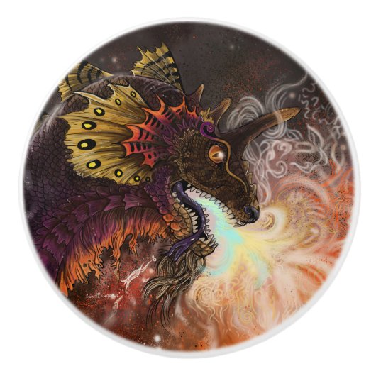 Vuurspitter Dragon Aangepast Keramische Knop (Voorkant)