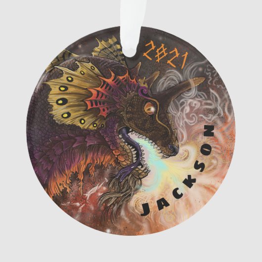Vuurspitter Dragon - Aangepaste naam Ornament (voorkant)
