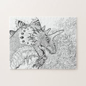 Vuurspitter Dragon Lineart Kleur uw eigen Legpuzzel (Horizontaal)