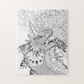 Vuurspitter Dragon Lineart Kleur uw eigen Legpuzzel (Verticaal)