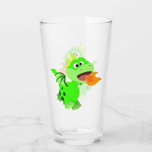 Vuurspitterende Baby draak van de Cartoon van Cute Glas (Achterkant)