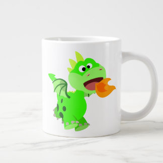 Vuurspitterende Baby draak van de Cartoon van Cute Grote Koffiekop