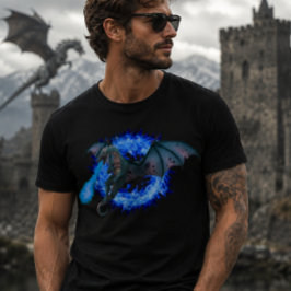 Vuurspuwende Blauwe Vlam Draak T-shirt