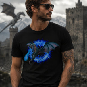 Vuurspuwende Blauwe Vlam Draak T-shirt