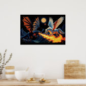 Vuurspuwende Draak en Pegasus Poster (Keuken)