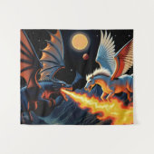 Vuurspuwende Draak en Pegasus Wandkleed (Voorkant (horizontaal))