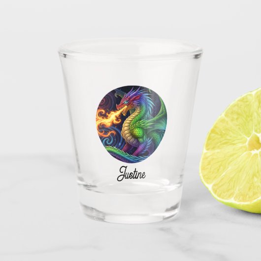 Vuurspuwende Draak Gepersonaliseerd Shot Glas (Voorkant)
