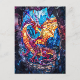 Vuurspuwende draak in grot briefkaart