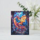 Vuurspuwende draak in grot briefkaart (Staand voorkant)