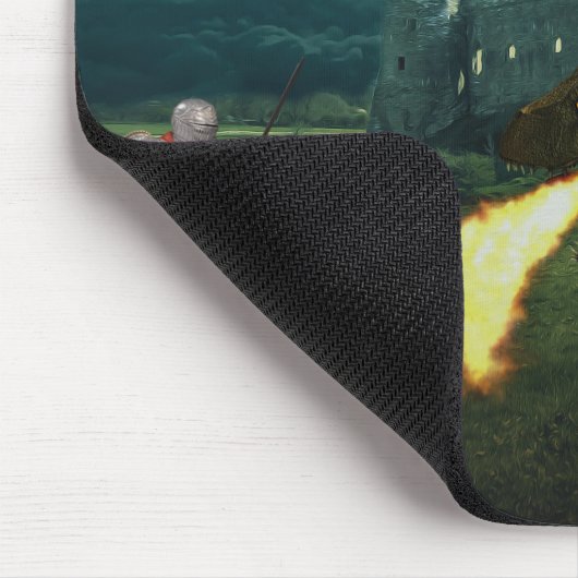 Vuurspuwende Draak Middeleeuwse Ridder Muismat (Hoek)