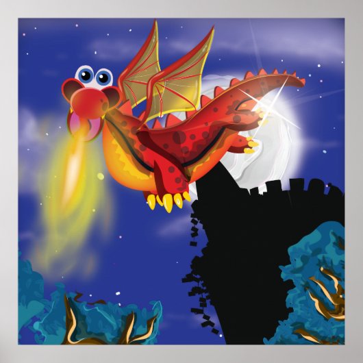 Vuurspuwende Draak Poster (Voorkant)