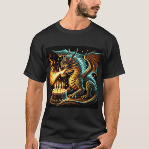 Vuurspuwende Dragon Birthday Mannen Tshirt